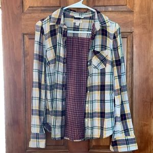 Merona lined button up plaid shirt